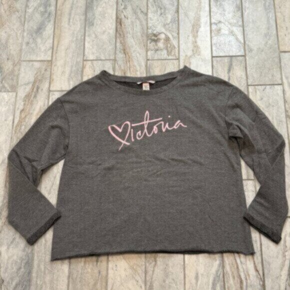 NEW Victoria's Secret women's medium gray/pink sweater - Picture 1 of 4